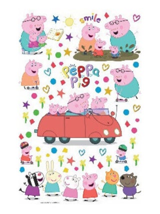 Stickers Peppa pig et ses amis en voiture - 1 planche 42,5 x 65 cm