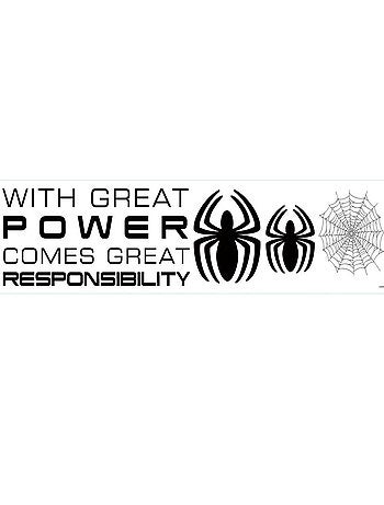 Stickers phrase Spiderman un grand pouvoir impliqu..with great power Marvel 25x23cm