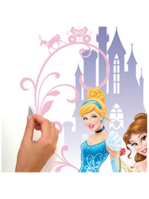 Stickers repositionnable Disney Princesses Cendrillon, Belle, Ariel et Raiponce -60x91 cm - Kiabi