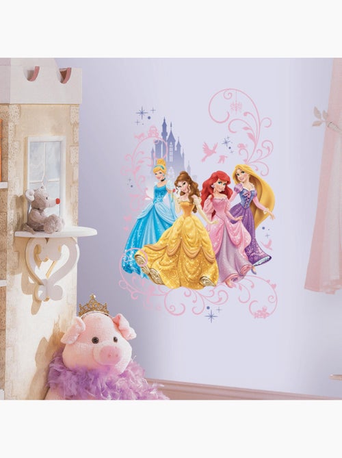 Stickers repositionnable Disney Princesses Cendrillon, Belle, Ariel et Raiponce -60x91 cm - Kiabi