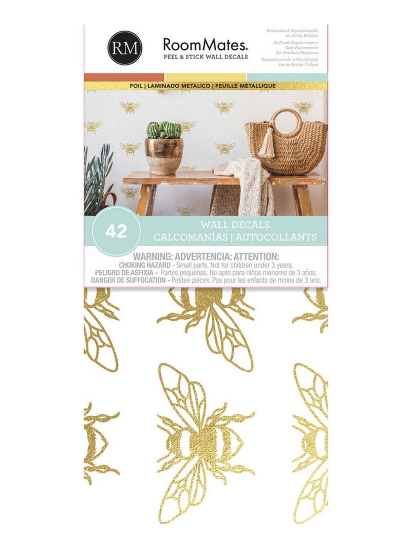 Stickers repositionnables - Abeilles en or Multicolore - Kiabi