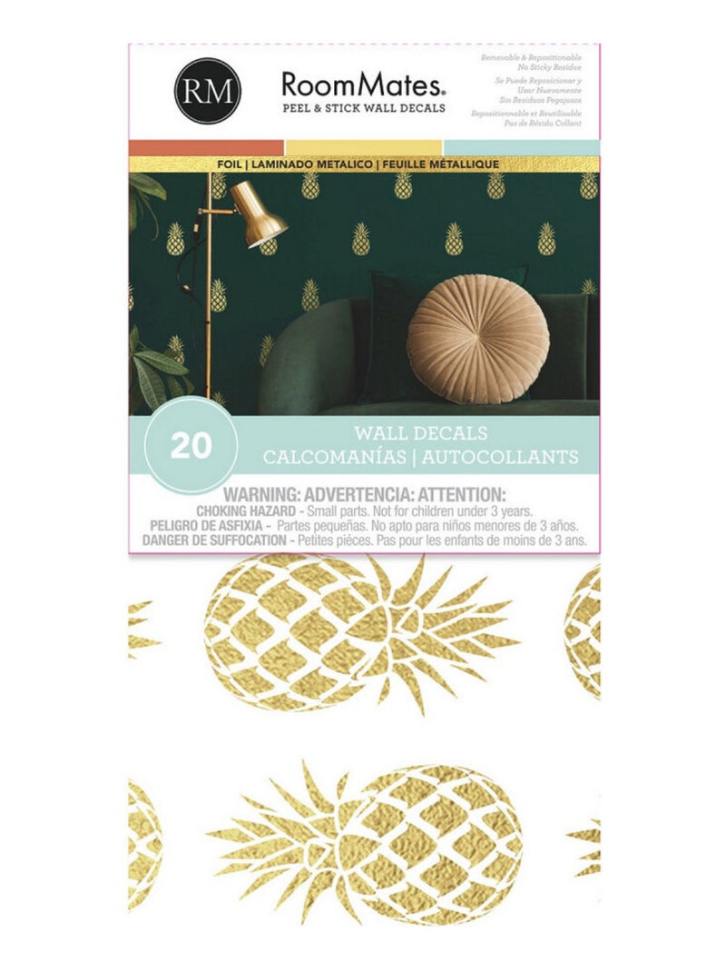 Stickers repositionnables - Ananas en or Multicolore - Kiabi