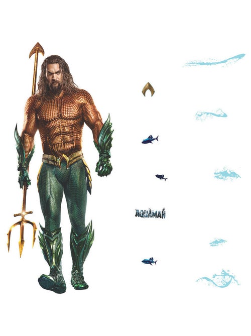 Stickers repositionnables - Aquaman avec le trident de Neptune -120x51 cm - Kiabi