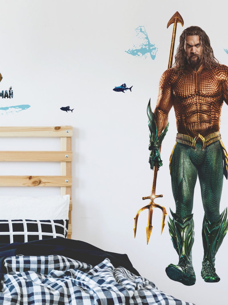 Stickers repositionnables - Aquaman avec le trident de Neptune -120x51 cm Multicolore - Kiabi
