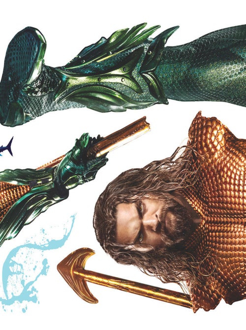 Stickers repositionnables - Aquaman avec le trident de Neptune -120x51 cm - Kiabi