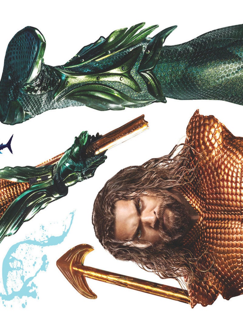 Stickers repositionnables - Aquaman avec le trident de Neptune -120x51 cm Multicolore - Kiabi
