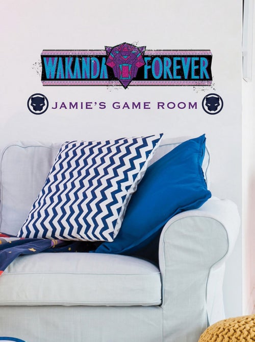 Stickers repositionnables - Black Panther : Wakanda Forever et Lettres de l'Alphabet - 73 cm x 20 cm - Kiabi