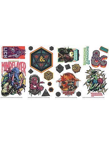 Stickers repositionnables - dragons dungeon master et lettres de l'alphabet