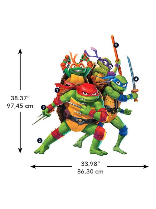 Stickers repositionnables - Les Tortues Ninja - Leonardo, Donatello, Raphaël et Michelangelo - Kiabi