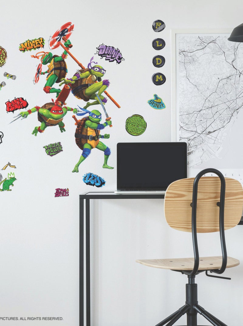 Stickers repositionnables - Les Tortues Ninja - Tous les Personnages Multicolore - Kiabi