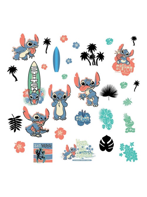 Stickers repositionnables - Lilo et Stitch - Stitch Surf - 13 cm x 26 cm - Kiabi
