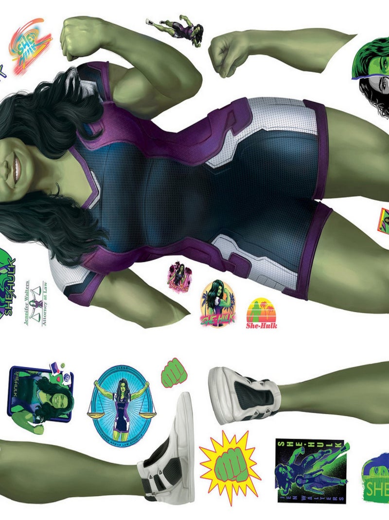 Stickers repositionnables - Marvel - She-Hulk - 52 cm x 128 cm Vert - Kiabi