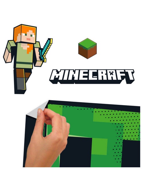Stickers repositionnables - Minecraft - Creeper - Mine - Craft - Sleep - Repeat - Kiabi