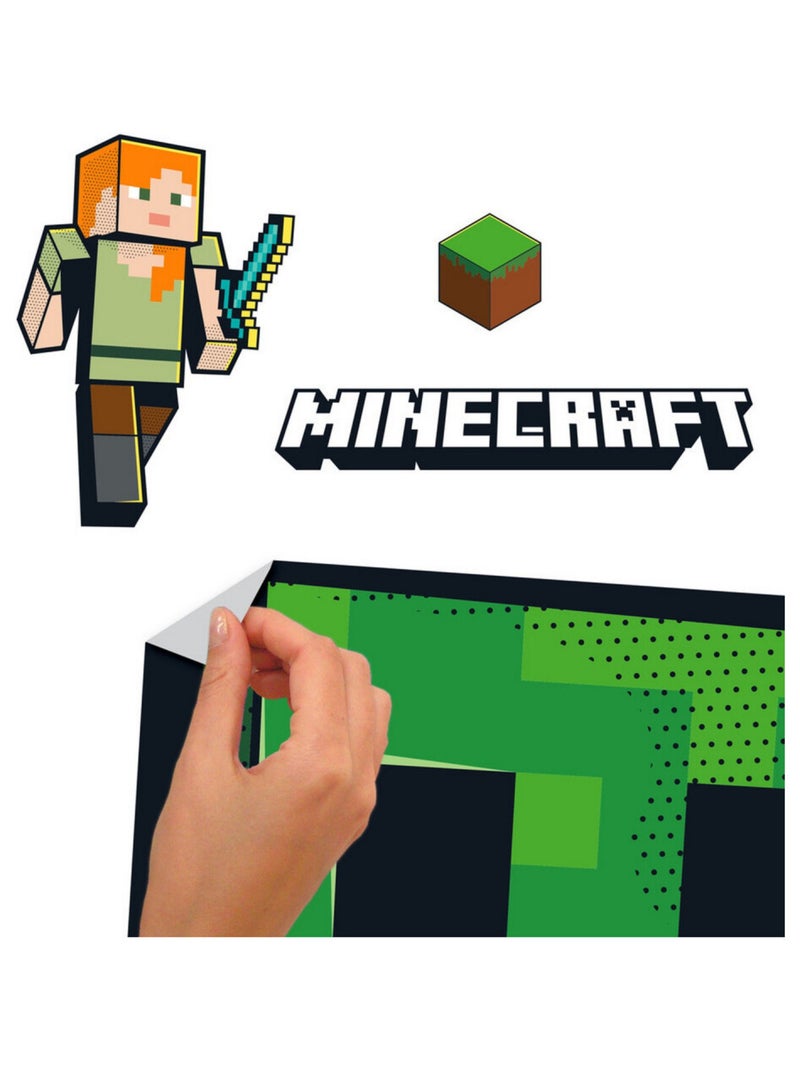 Stickers repositionnables - Minecraft - Creeper - Mine - Craft - Sleep - Repeat Vert - Kiabi