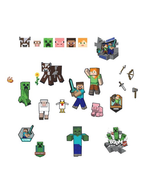 Stickers repositionnables - Minecraft - Tous les Personnages - Kiabi