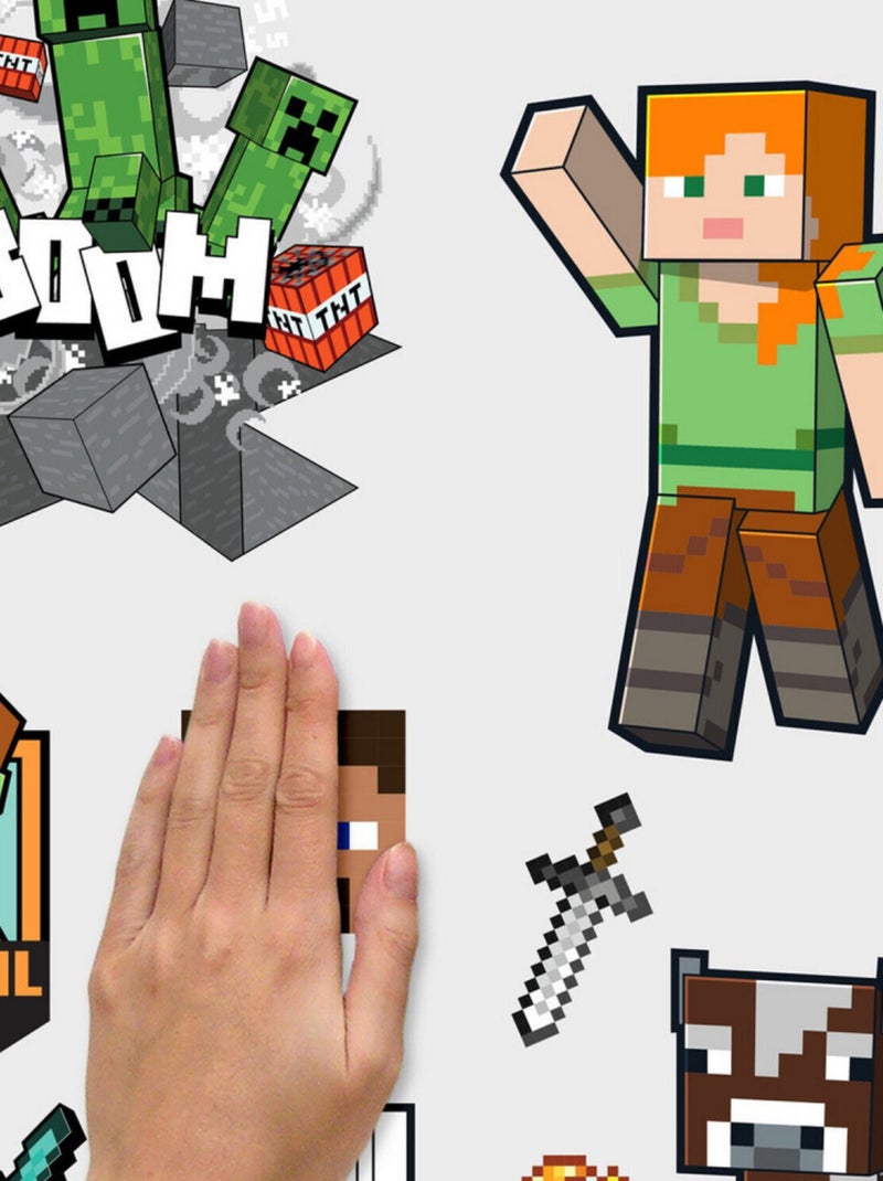 Stickers repositionnables - Minecraft - Tous les Personnages Multicolore - Kiabi