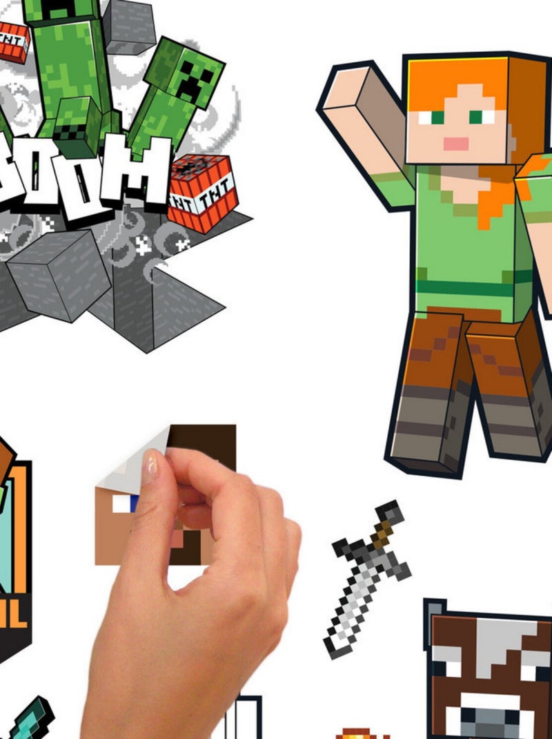 Stickers repositionnables - Minecraft - Tous les Personnages Multicolore - Kiabi