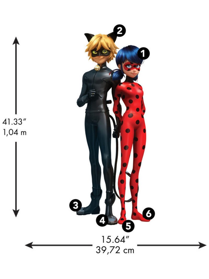 Stickers repositionnables - Miraculous - Ladybug et Chat Noir Multicolore - Kiabi
