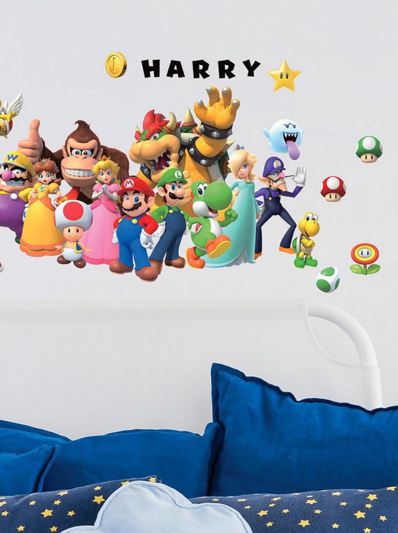 Stickers repositionnables - Personnages Mario Kart et alphabet - 22 cm x 93 cm Multicolore - Kiabi