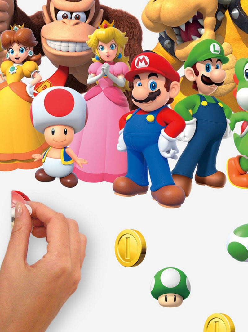 Stickers repositionnables - Personnages Mario Kart et alphabet - 22 cm x 93 cm Multicolore - Kiabi