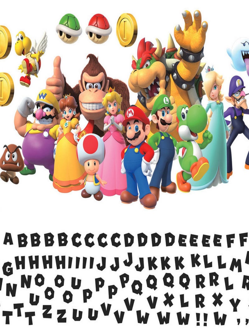 Stickers repositionnables - Personnages Mario Kart et alphabet - 22 cm x 93 cm Multicolore - Kiabi