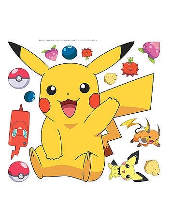 Stickers repositionnables - Pokémon - Pikachu - 18 cm x 17 cm