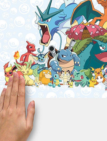 Stickers repositionnables - Pokémon tous les personnages - 36.5 cm x 26 cm