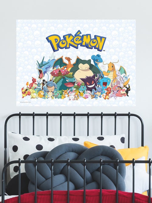 Stickers repositionnables - Pokémon tous les personnages - 36.5 cm x 26 cm - Kiabi