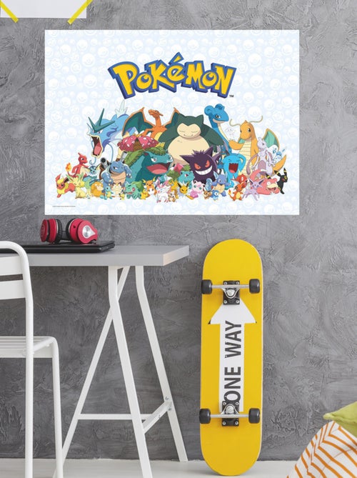 Stickers repositionnables - Pokémon tous les personnages - 36.5 cm x 26 cm - Kiabi
