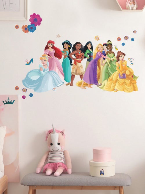 Stickers repositionnables - Princesses Disney et Motifs Floraux - 91 cm x 42 cm - Kiabi