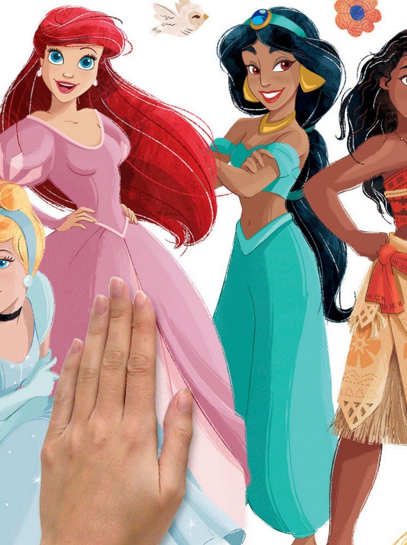 Stickers repositionnables - Princesses Disney et Motifs Floraux - 91 cm x 42 cm Multicolore - Kiabi