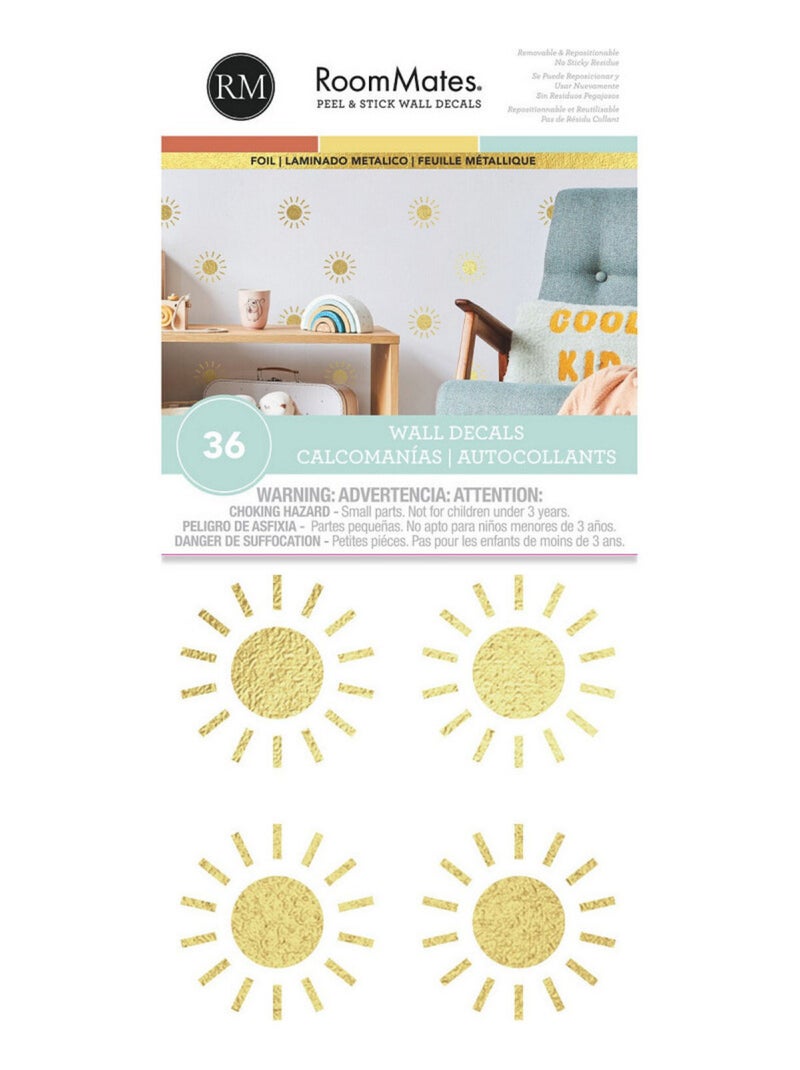 Stickers repositionnables - Soleils en or Multicolore - Kiabi