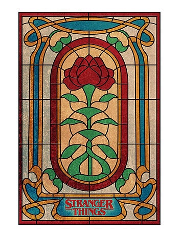 Stickers repositionnables - Stranger Things - Motifs Floraux Fenêtre Rose