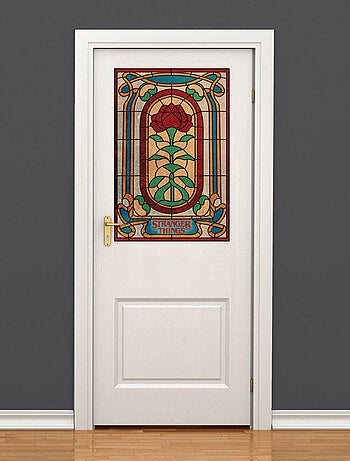 Stickers repositionnables - Stranger Things - Porte de Henry Fenêtre avec rose