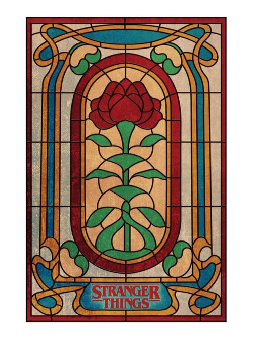Stickers repositionnables - Stranger Things - Porte de Henry Fenêtre avec rose - Kiabi