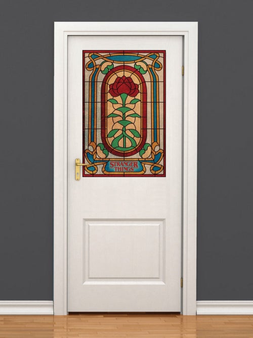 Stickers repositionnables - Stranger Things - Porte de Henry Fenêtre avec rose - Kiabi