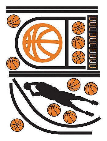 Stickers repositionnables - Terrain de Basket