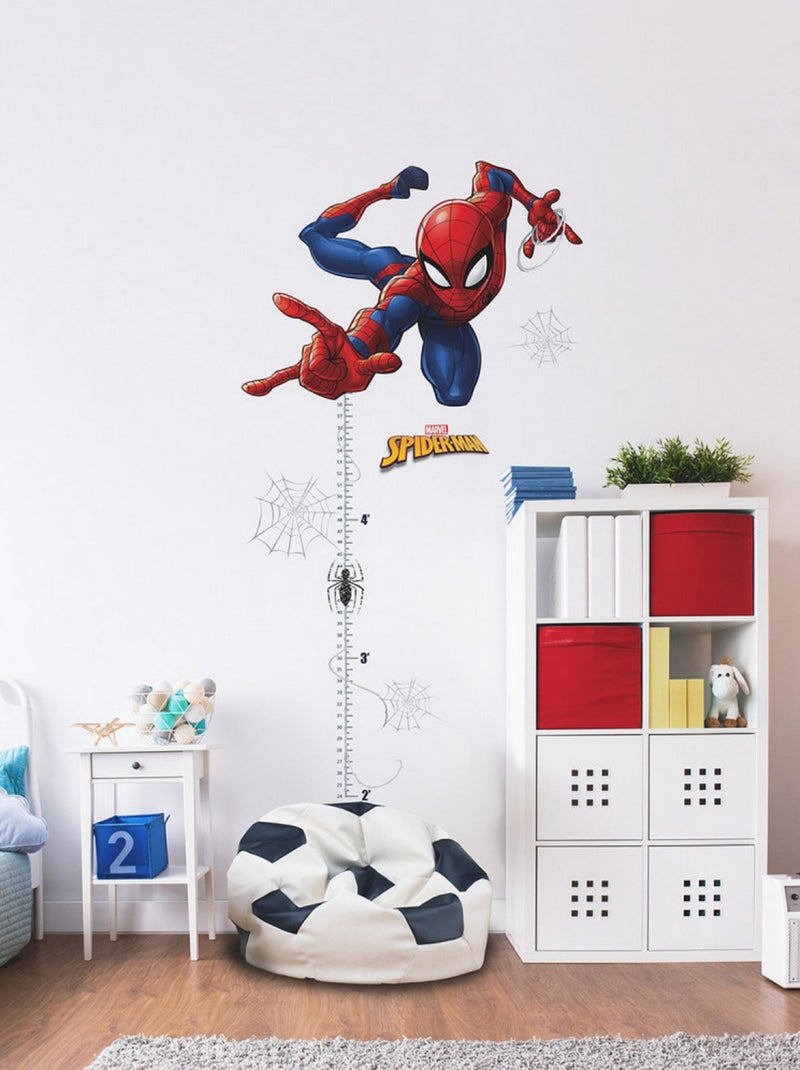 Stickers repositionnables - Toise Spiderman à l'attaque - 54 cm x 75 cm Multicolore - Kiabi