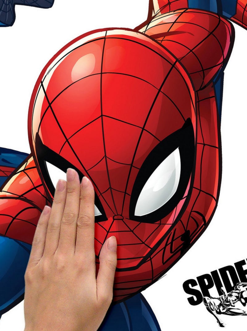 Stickers repositionnables - Toise Spiderman à l'attaque - 54 cm x 75 cm Multicolore - Kiabi