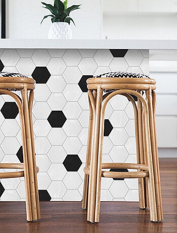 Stickers repositionnables - Tuile Hexagone Noir et Blanc