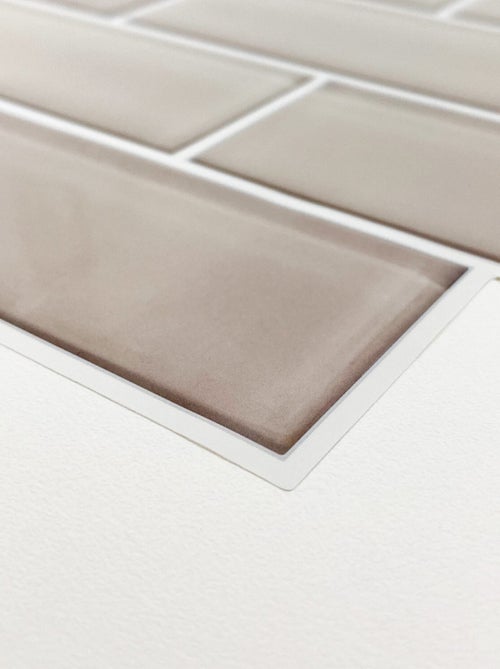 Stickers repositionnables - Tuiles en verre beiges - Kiabi