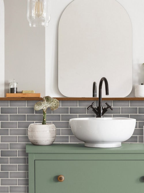 Stickers repositionnables - Tuiles en verre grises - Kiabi