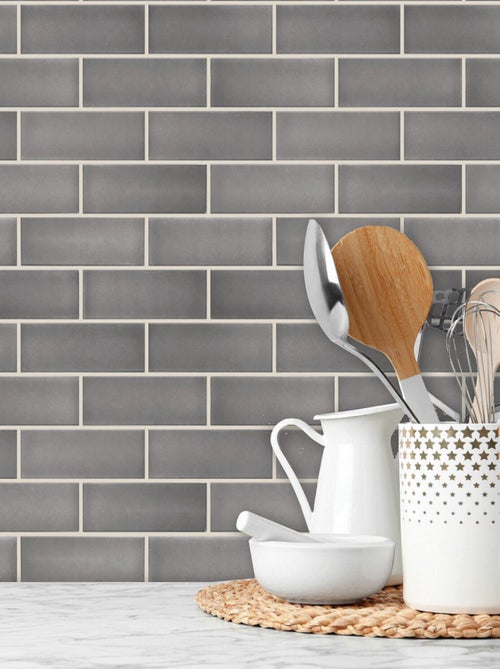 Stickers repositionnables - Tuiles en verre grises - Kiabi