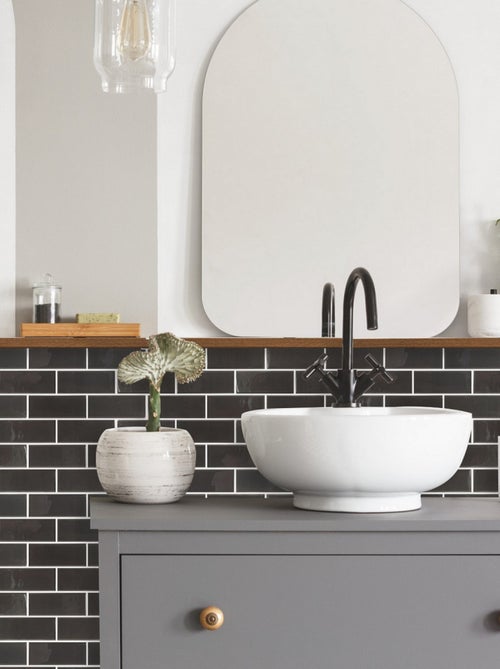 Stickers repositionnables - Tuiles en verre noires - Kiabi