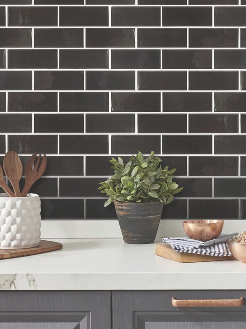 Stickers repositionnables - Tuiles en verre noires - Kiabi