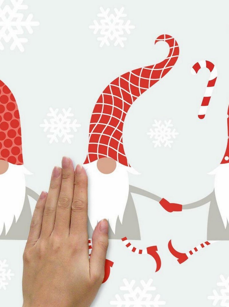 Stickers repositionnables 9 lutins de noël rouge et blanc Rouge - Kiabi