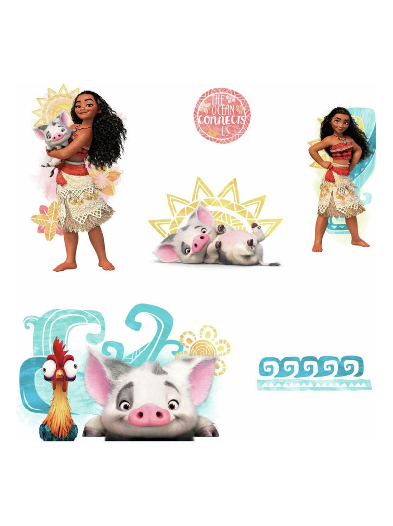 Stickers repositionnables Disney Vaiana et ses amis DISNEY -22x44 cm Multicolore - Kiabi