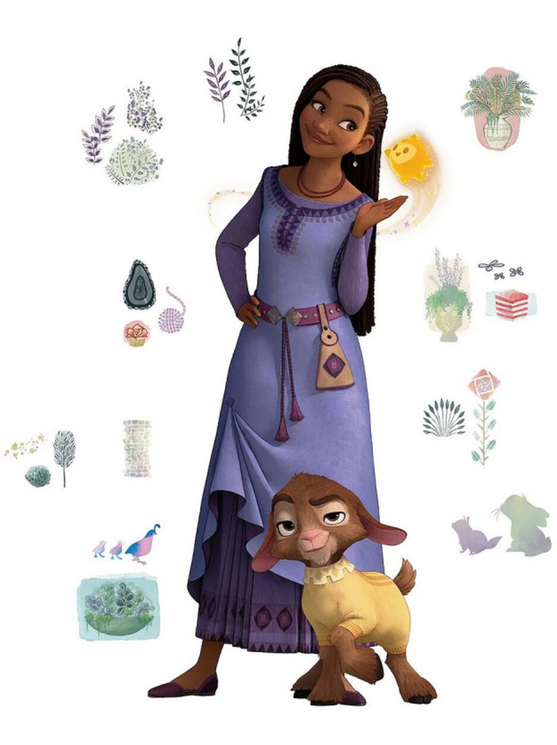 Stickers repositionnables Disney Wish Asha et Valentino sa chèvre préférée Blanc Violet Gris - Kiabi