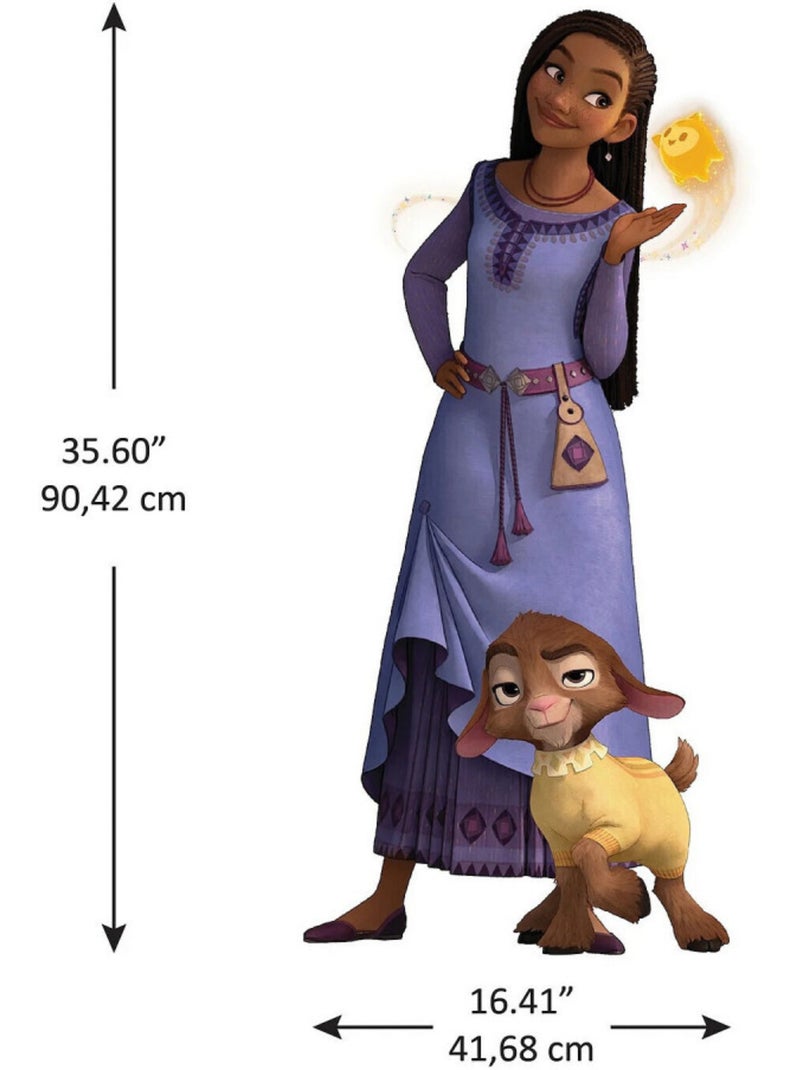 Stickers repositionnables Disney Wish Asha et Valentino sa chèvre préférée Blanc Violet Gris - Kiabi