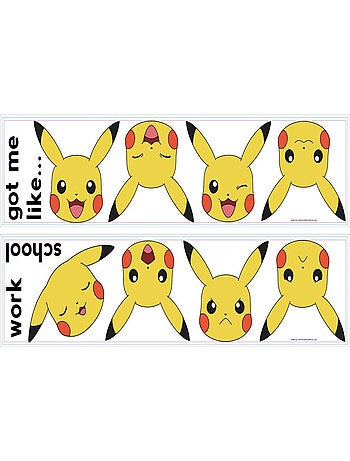 Stickers repositionnables émotions de Pikachu Pokemon Nin 22,9CM X 92,7CM